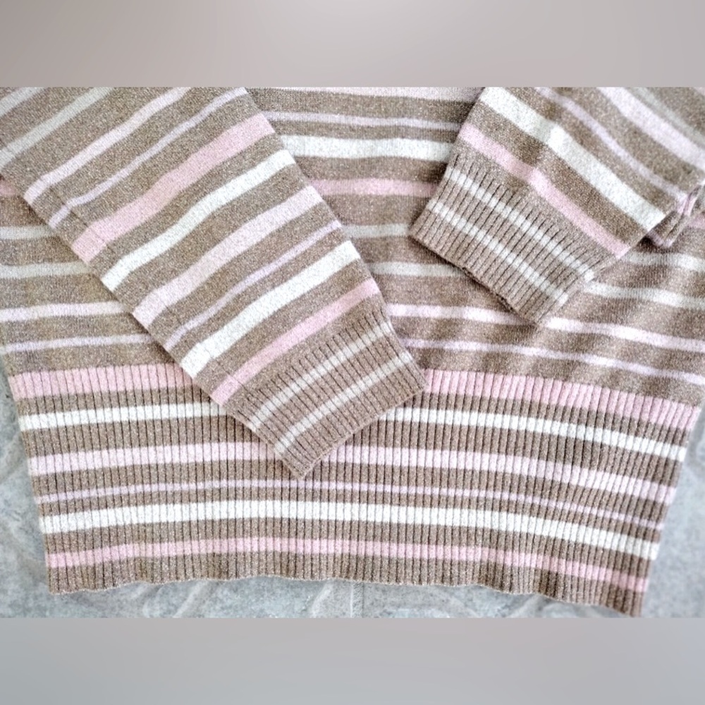 Liz Claiborne Vintage Pink Striped Relaxed Ribbed Blouse EUC - Picture 10 of 15